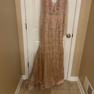 Rose gold sparkly evening gown